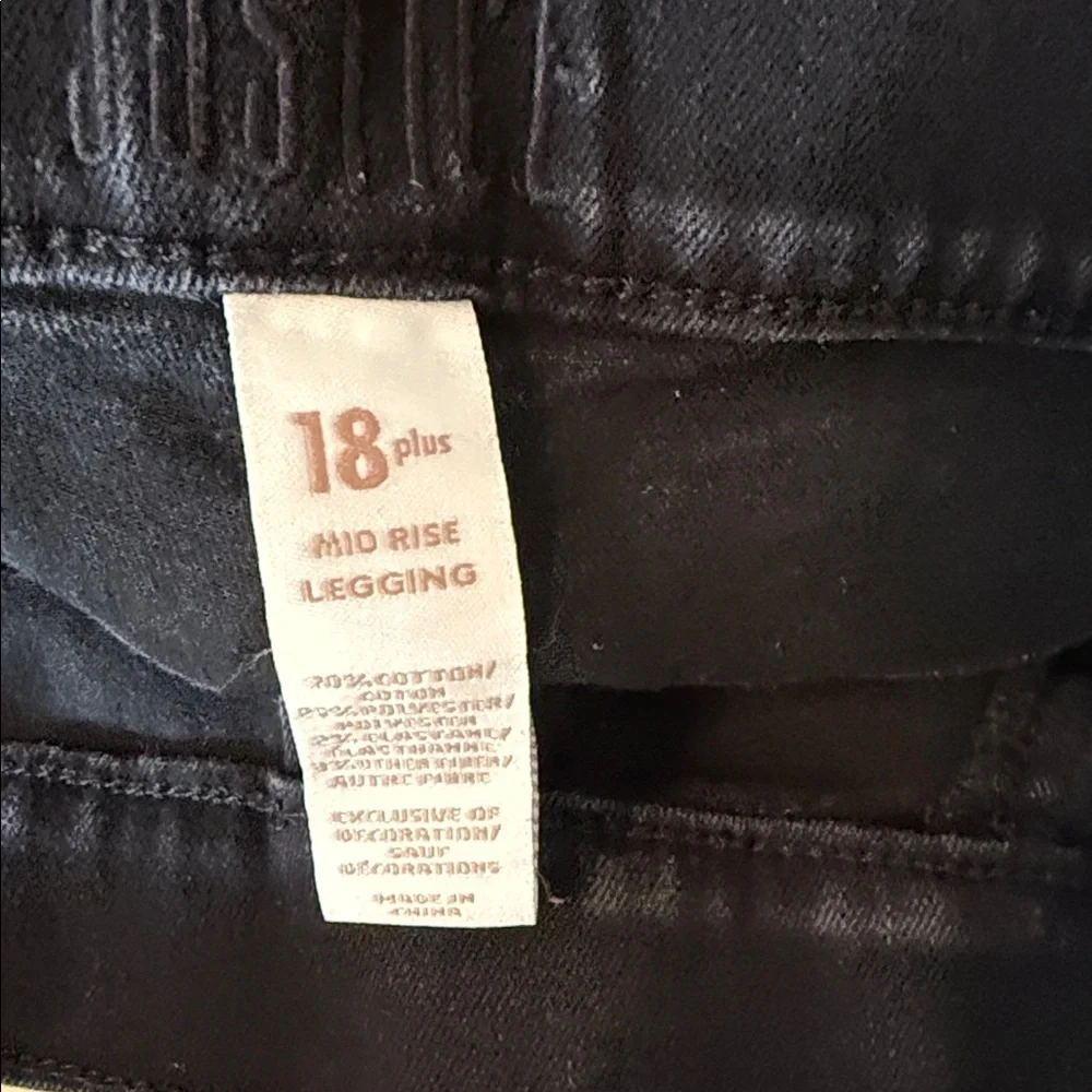 Justice Girls Black Mid Rise Legging Jean 18‎ Plus Stretchy